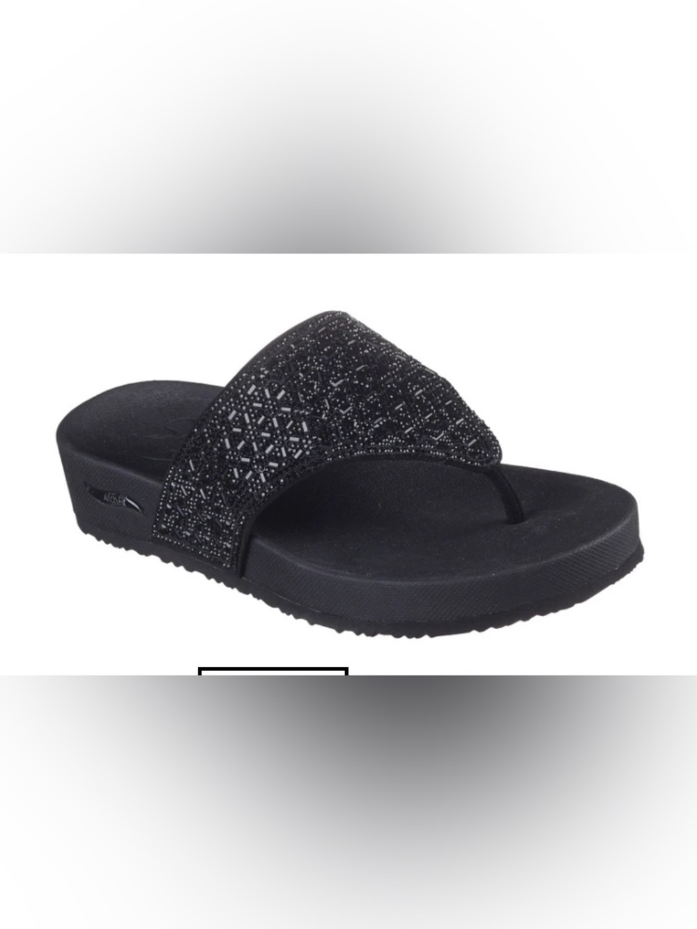 Skechers Women's Black Glitter Thong Sandal